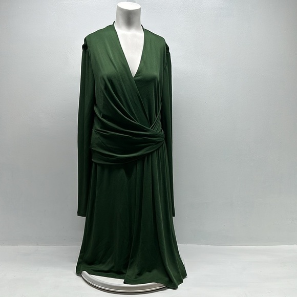 Mm Lafleur The Morgan 1.0 Dress Long Sleeve Wrap Midi Heavyweight Green Size 12 - Picture 2 of 12